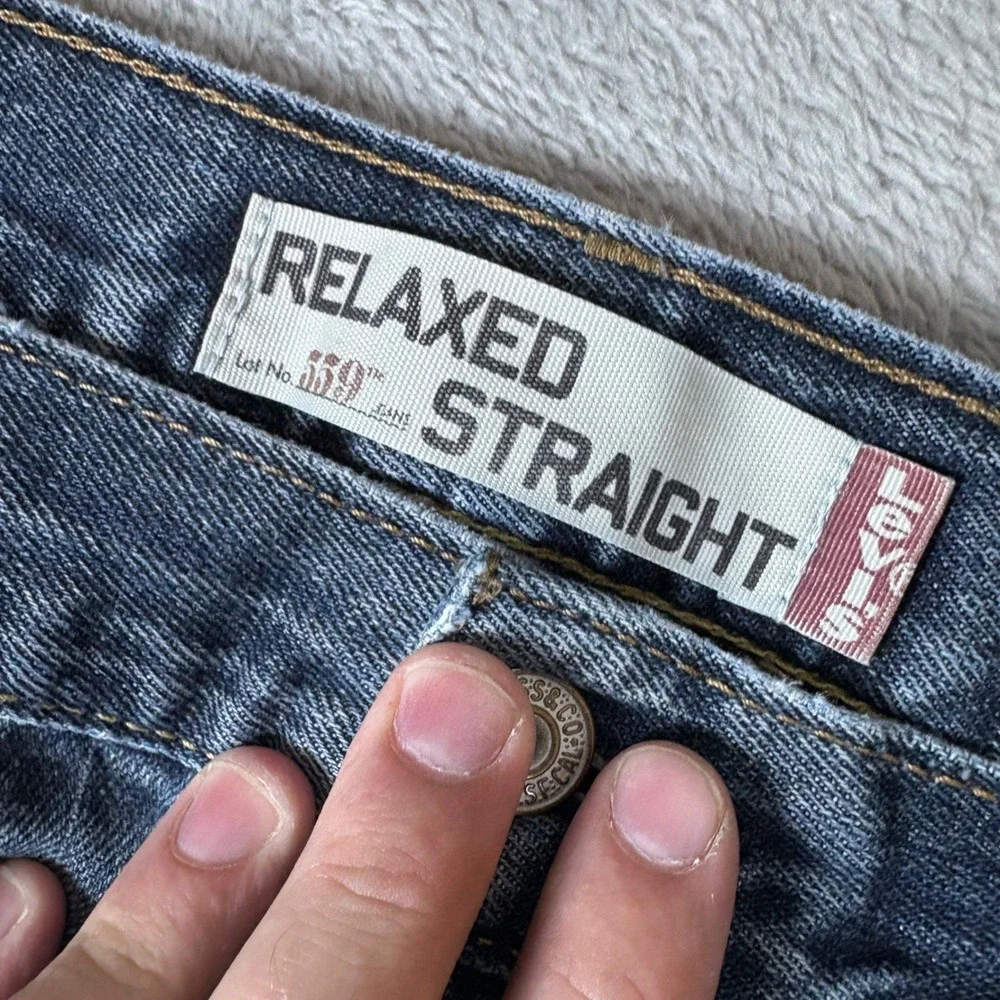 Levi's Jeans Men 38x32 559 Relaxed Straight Blue Whiskered Faded‎ Denim